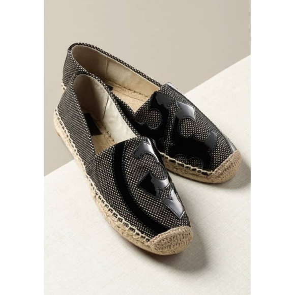 Tory Burch Shoes - Tory Burch Lonnie Logo Woven Espadrille Flat